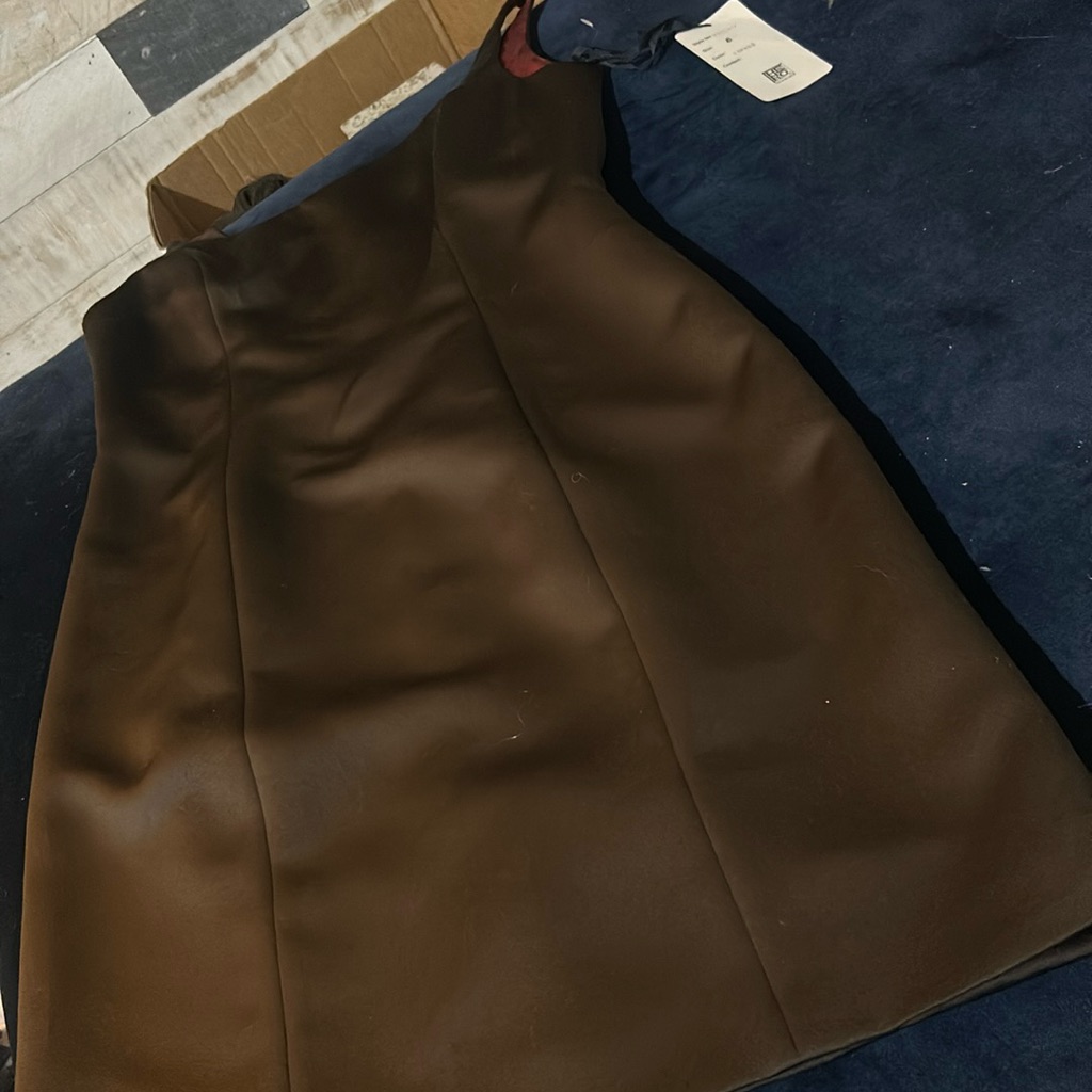 Nwt Oleg Cassini Black Tie Espresso Satin Cocktail Midi Dress - Size 8